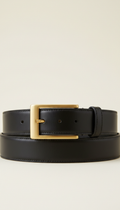 Obsidian Leather Belt Gold Buckle